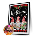 5D DIY Full Drill Round Shape Christmas Gnome Rhinestone Diamond Drawing Kit