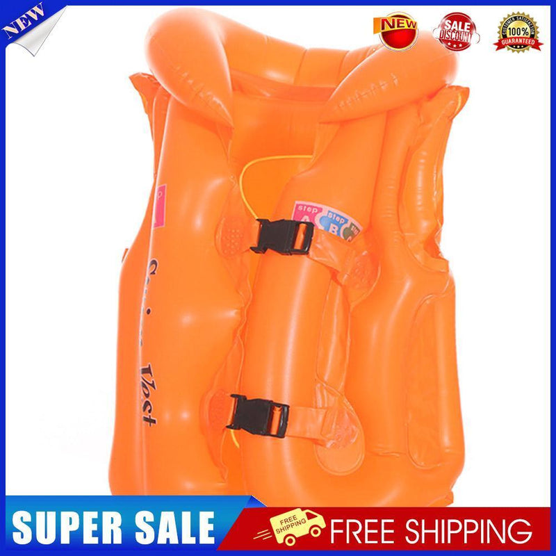 Kids Inflatable Swimsuit Life Jacket Floating Buoy Swimming Vest (Orange L)