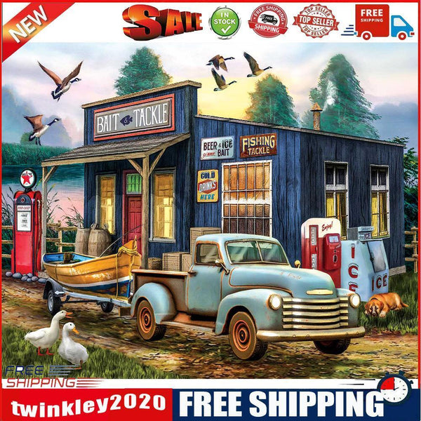 DIY Paint By Number Kit Houses Cars by The Lake No Frame for Home Decor