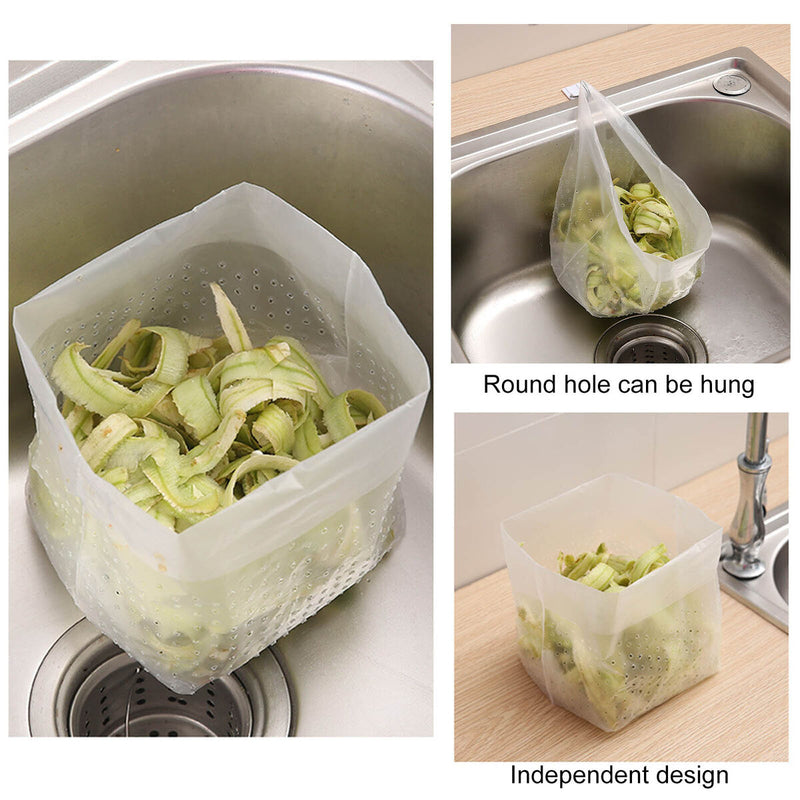 Sink Strainer Bag - 30 Pack Plastic Garbage Waste Pouch for Kitchen (Clear)