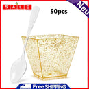 50pcs Dessert Bowl Golden Dot Cake Cup with Spoon Set for Tasting Pudding Yogurt