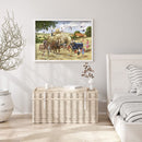 5D DIY Full Round Drill Diamond Paint Horse Cart Mosaic Rhinestone Art Picture