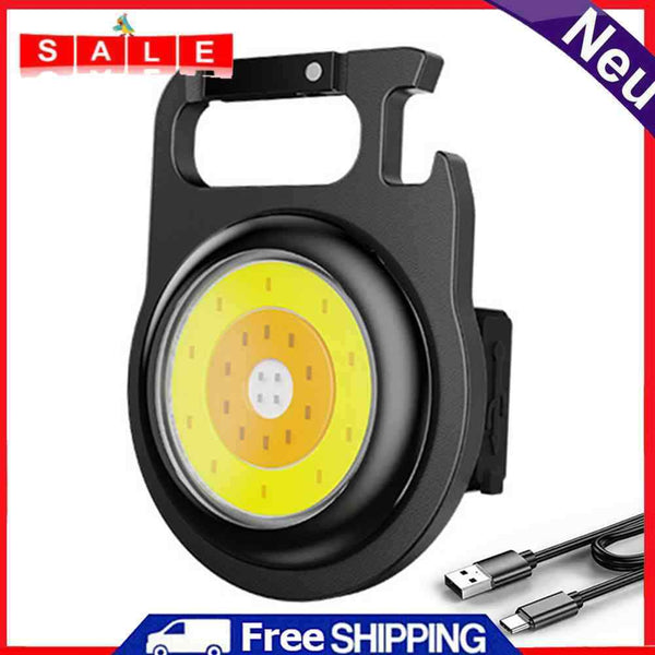 COB LED Flashlight Keychain Survival Bottle Opener 500lm Pocket Clip Work Lamp