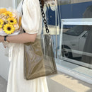 Women Transparent Handbag Summer Jelly Color Portable Large Capacity Beach Totes