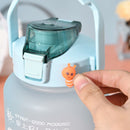 2000ml Water Bottle Sports Leakproof Time Marker Drinking Cup (Blue Purple)