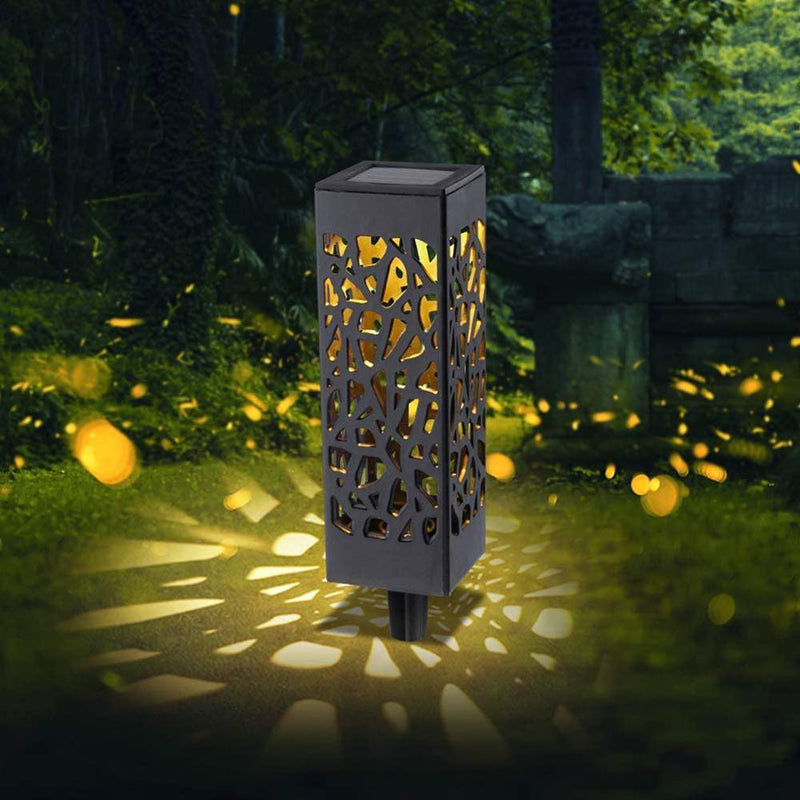 Solar Waterproof Hollow Lamp Lawn Stakes Sensor Garden Light (Warm White)