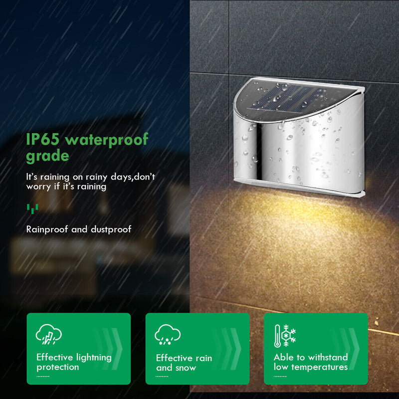 Warm White 4 LED Solar Lights Waterproof Wall Stair Lamp for Security