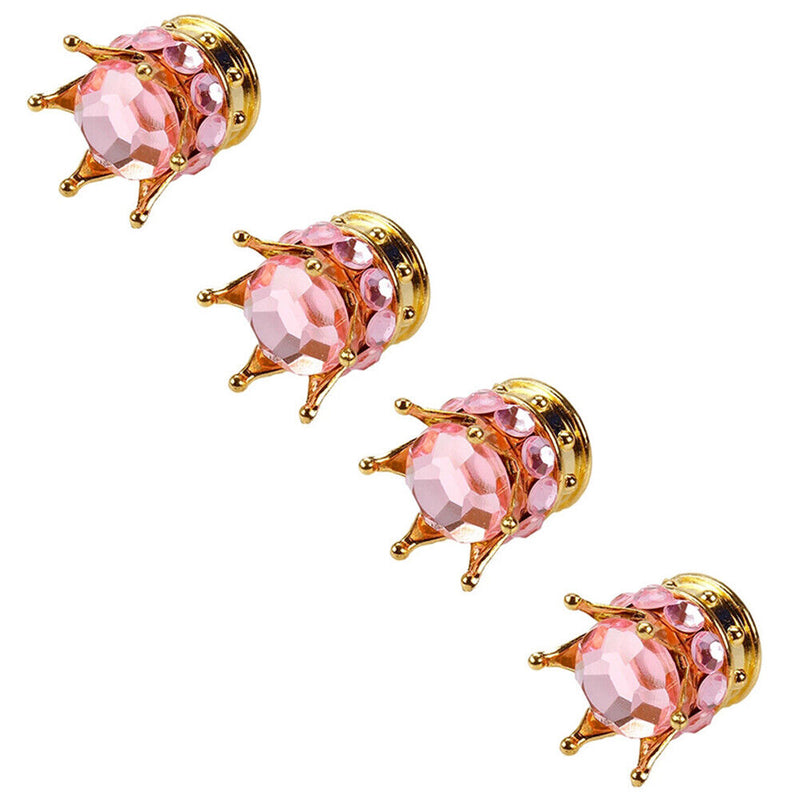 4x Car Rhinestone Wheel Tire Valve Caps Auto Tyre Rim Stem Air Cover (Pink)