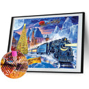 Handmade Christmas Train 5D DIY Full Round Drill Drawing Kit Diamond Painting