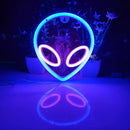 LED Alien Neon Signs Light Wall Decor Art for Bedroom Halloween (Blue Pink)