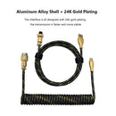 Type C Mechanical Keyboard Coiled Spring Wire Aviator Cable (3x RGB Black)