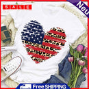 Independence Day Print Leopard Love T-Shirt (White XXL)