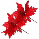 Home Decoration Christmas Tree Flowers Xmas Gift Glitter Ornament Poinsettia