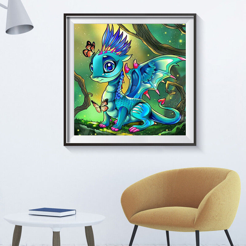 5D DIY Diamond Painting Cartoon Dragon Full Round Drill Mosaic Picture Decor Kit
