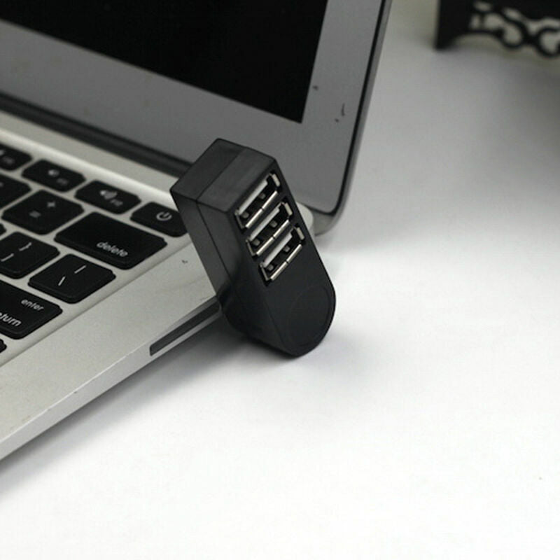 Mini 3 Port USB 2.0 Rotate Splitter HUB High Speed Laptop Expansion R6A9
