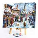 Oil Paint By Numbers Winter Street Frameless Picture Craft Kit for Living Room