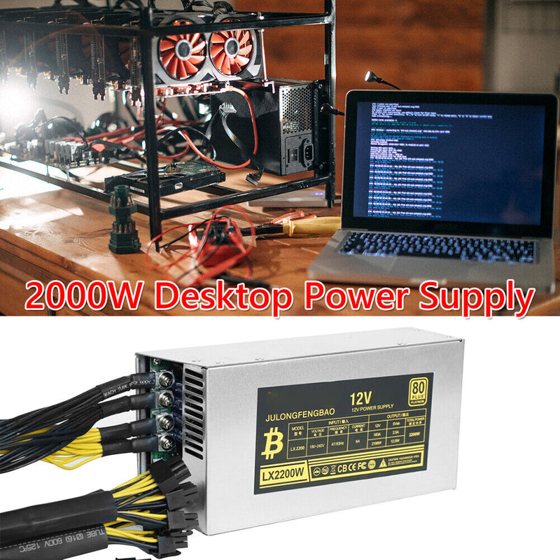 2200W Desktop Power Supply High Efficiency for BTC Bitcoin ETH Ethereum Mining