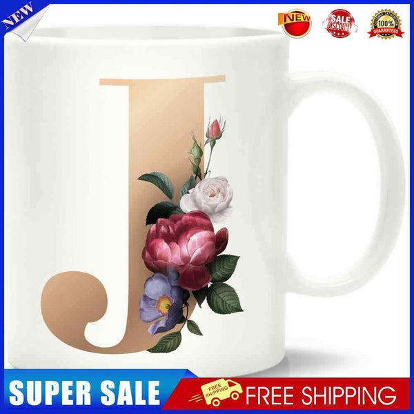 Unique Creative Ceramic Coffee Mugs with Letter J Decors for Home Office