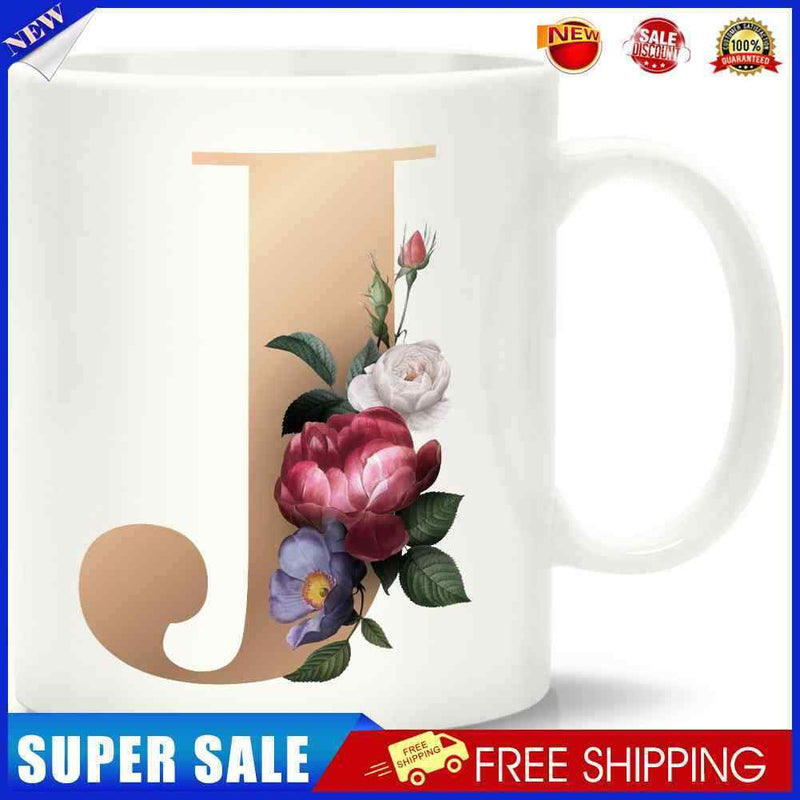 Unique Creative Ceramic Coffee Mugs with Letter J Decors for Home Office