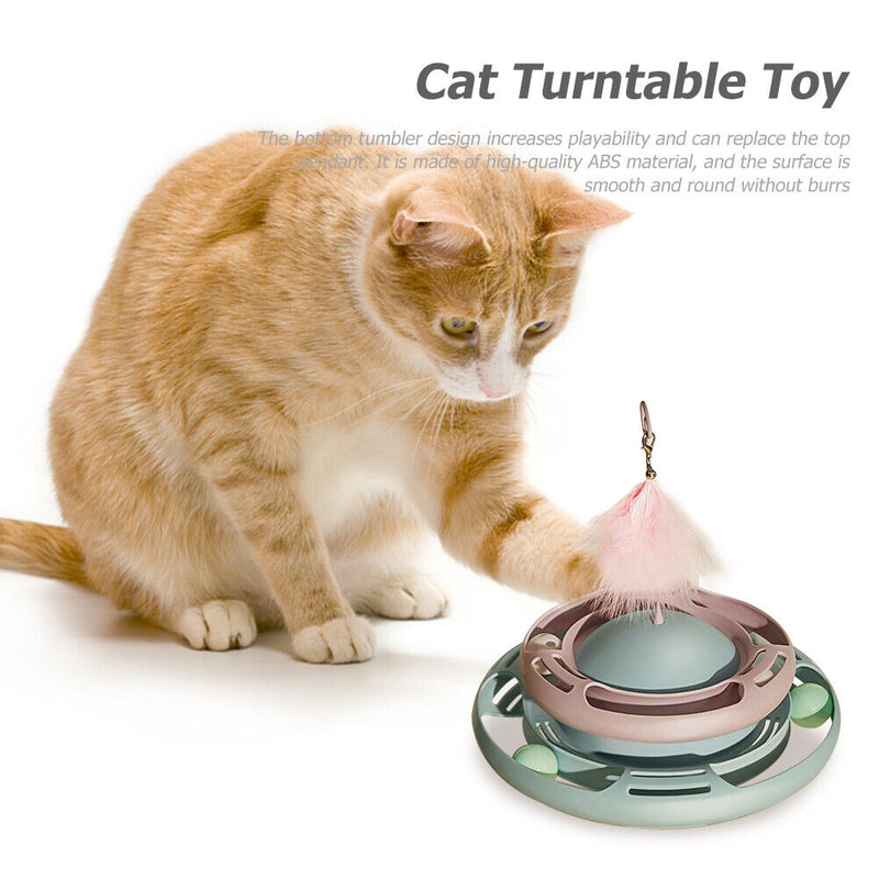 #A Cat Teaser Stick Feather Turntable Toys Replaceable with Feather Playing Toys