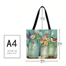 Vase and bird Printed Shoulder Shopping Bag Casual Large Tote Handbag