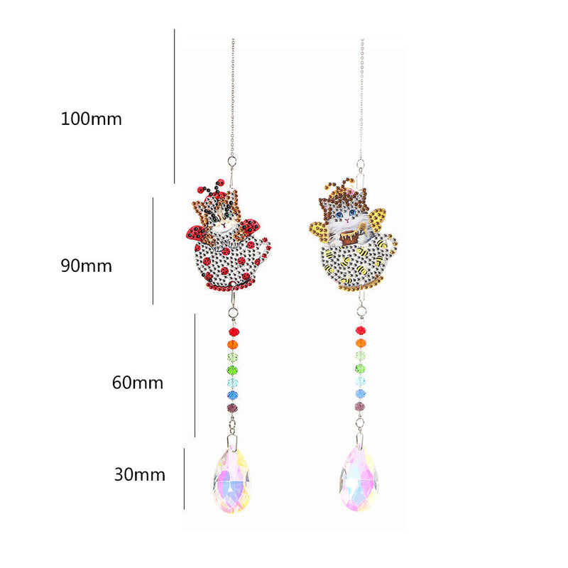 2pcs Crystal Wind Chimes Diamond Hanging Light Catcher Home Decor (ZH014)