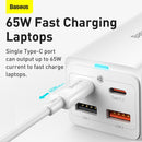 Baseus 65W GaN3 Pro Desktop Charger Power Strip Charging Station (White) Newly