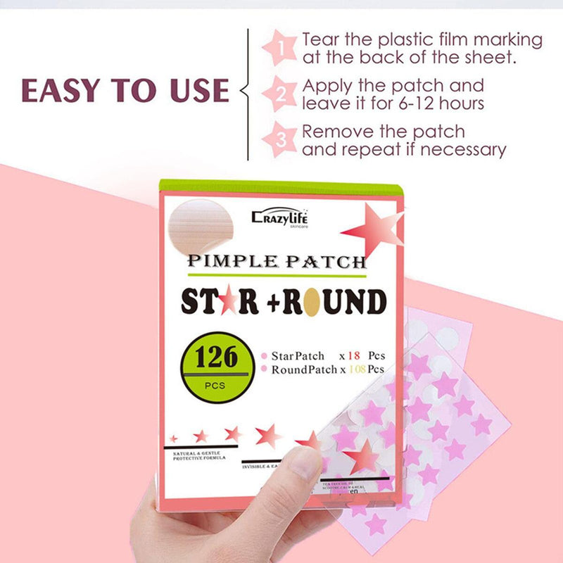 Stars Round Face Hydrocolloid Pimple Patches 126Pcs#