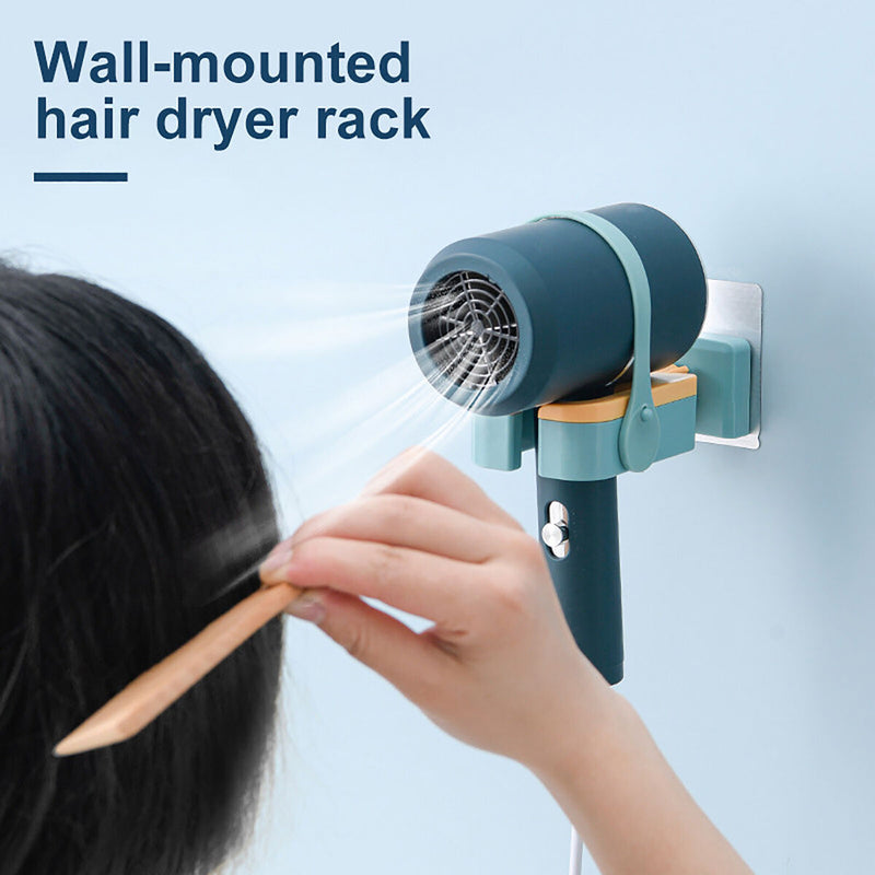 Wall-Mounted Hair Dryer Holder ABS Non-Perforated Hair Tool Holder (Green) Newly
