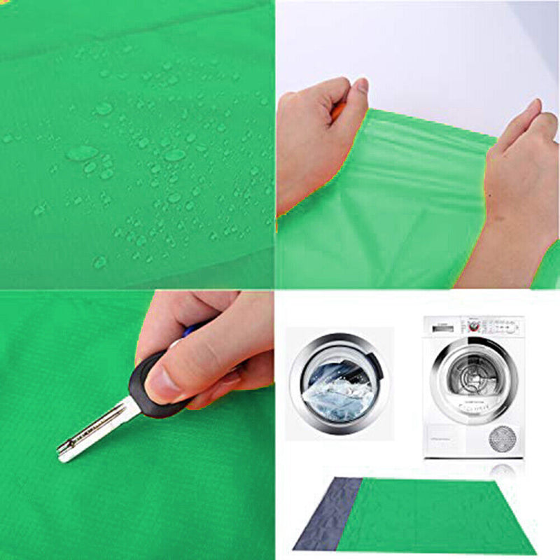 Portable Picnic Mat Outdoor Travel Waterproof Beach Blanket (Green+Grey) Newly