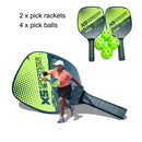2pcs Pickle Paddles Rackets + 4 Balls Kits Portable Lightweight Sports Racquet