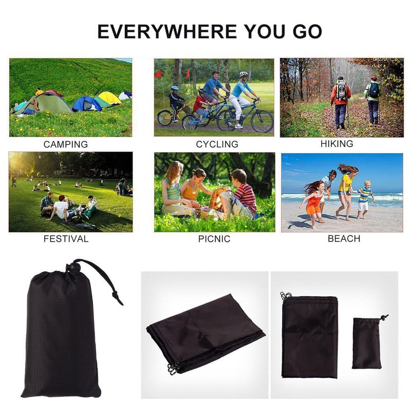 100x140cm Moistureproof Pocket Beach Blanket Mini Camping Mattress (Black)