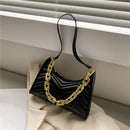 Women Pure Color Thick Chain PU Underarm Bag Fashion Ladies Small Hobos Handbags