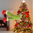 Hanging Christmas Santa Legs - Christmas Thief Burlap Stealer Design Tree Topper