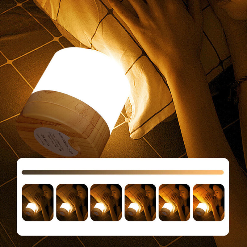 LED Night Light 7 Colors USB Bedside Living Room Table Lamp (Remote Wood) Newly