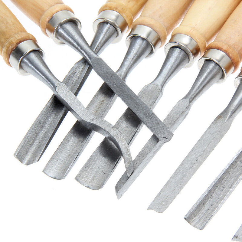 12Pcs Wood Carving Hand Chisel Tool Set Woodworking Professional Gouges