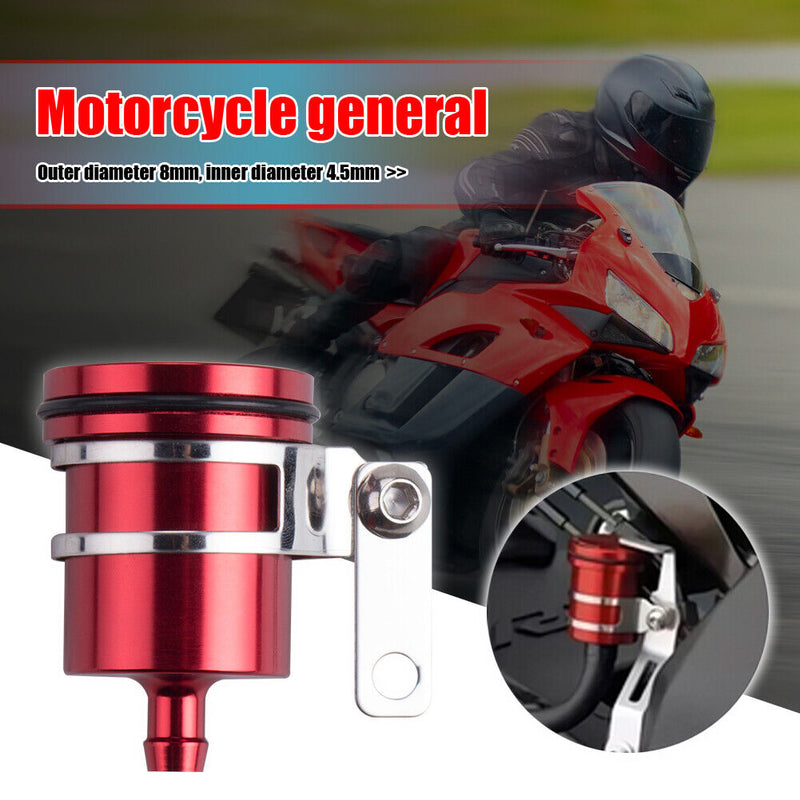 Universal Motorcycle Brake Fluid Reservoir Clutch Tank Oil Fluid Cup (Red) Newly