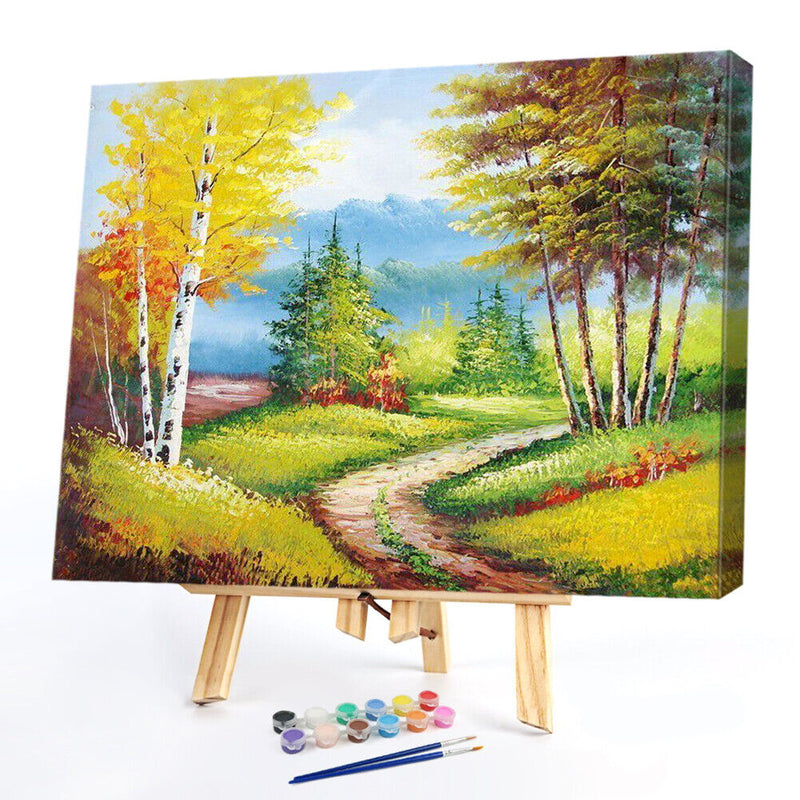 Forest Trail Oil Paint By Numbers DIY Handpainted on Canvas Wall Art Crafts