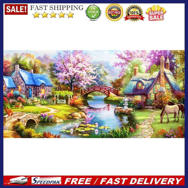 Woods Hut Waters Oil Paint By Numbers DIY Canvas Wall Picture Craft Home De