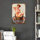 Bathroom Lady Retro Metal Plate Tin Sign for Bar Pub Club Cafe Wall Art Poster