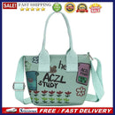 Women Canvas Bucket Shoulder Bag Graffiti Cute Cartoon Crossbody Handbag Pouch