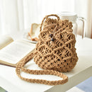 Weave Shoulder Crossbody Messenger Bucket Bag Summer Beach Vacation Small Purse