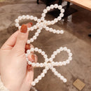 Korean Girls Pearls Bowknot Fringe Barrette Women Bang Ponytail Hair Clips