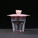 5pcs Silicone Cup Cover Heat-resistant Leak Proof Cartoon Lid(Pink Head)