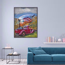 Full Round Drill Car with Flag Drawing 5D DIY Diamond Painting Kit Art Ornaments