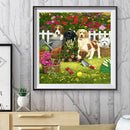 DIY Dog in Garden Rhinestone Picture Mosaic 5D Full Round Drill Diamond Pai