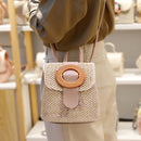 Straw Weave Bucket Backpack Summer Beach Women Female Belt Bucket Travel Daypack