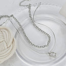 Women Jewelry Square Pendant Double Layer Multilayer Necklace Long Link Chain