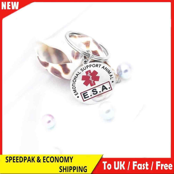 Stainless Steel Pet Necklace Medical Assistance Emotional Support ESA Dog Tag