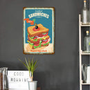 Home Weatherproof Retro Chic Food Sign Iron Painting Wall Drawing Templates